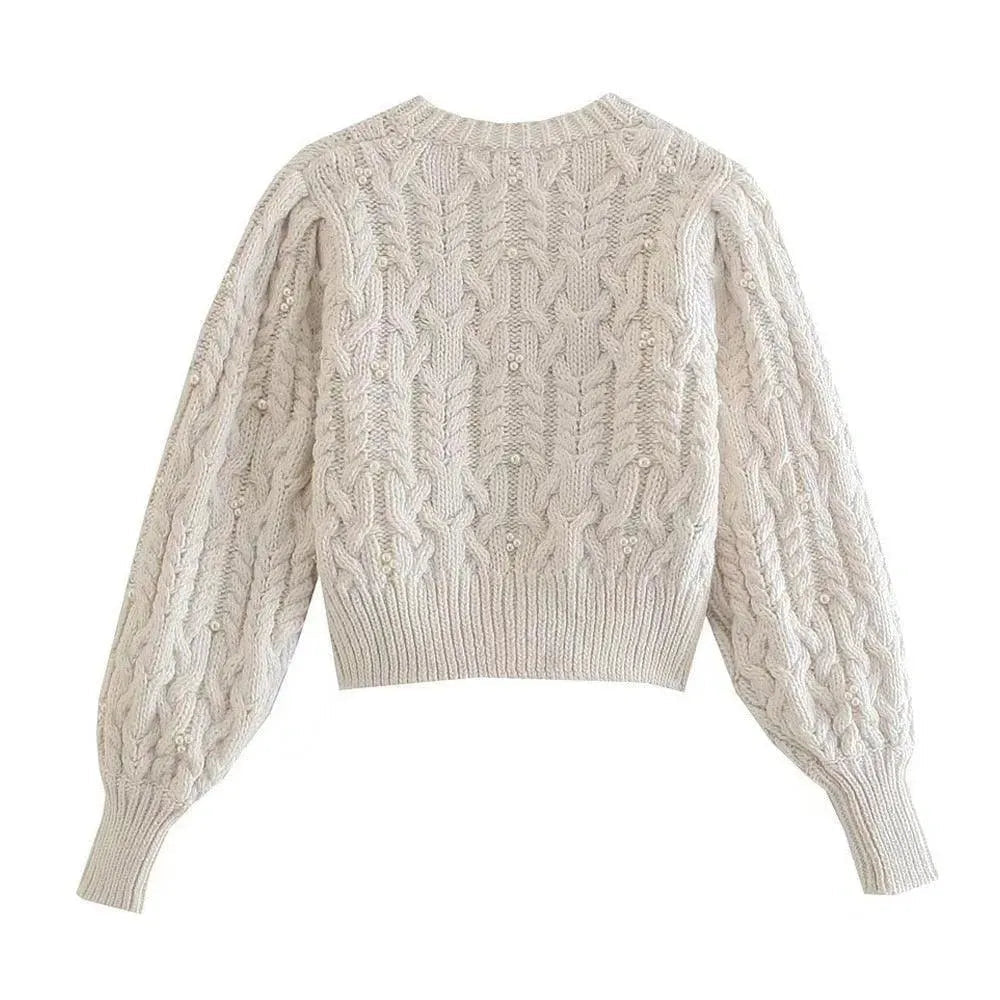 Modische Strickjacke Weinlese Look - IdealeKleiden