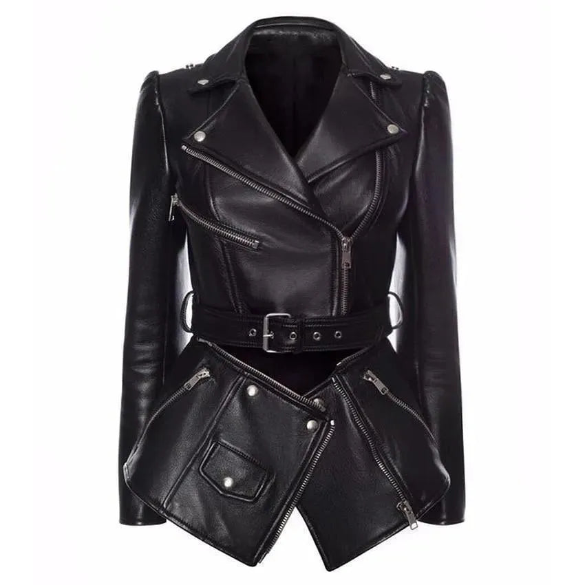Blouson en cuir pour femme avec ourlet amovible