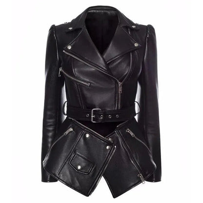Blouson en cuir pour femme avec ourlet amovible