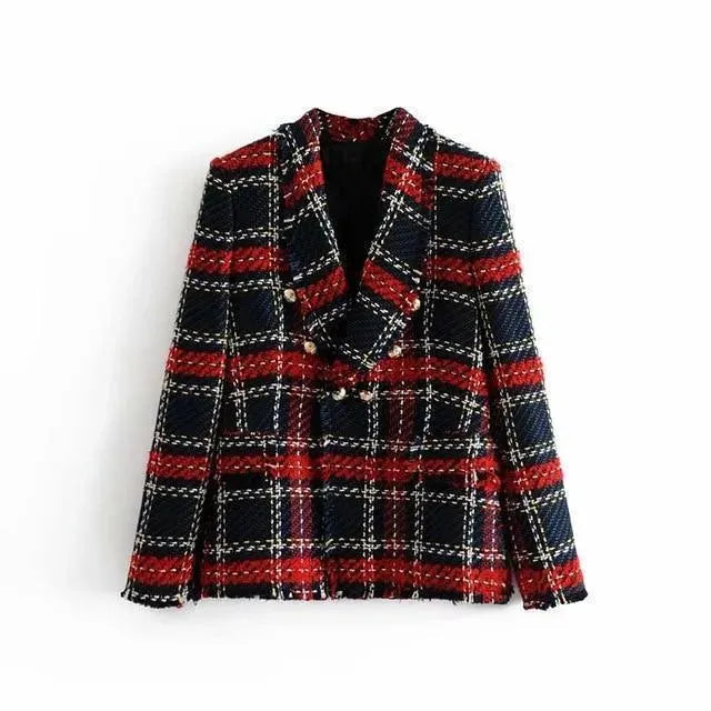 Blazer carreaux femme moderne chic