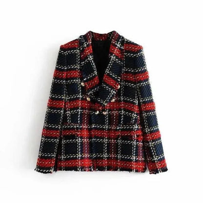 Blazer carreaux femme moderne chic