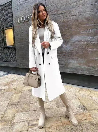 Manteau en laine pour femme à double boutonnage élégant