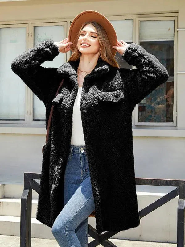 Blazer en peluche à carreaux pour femmes