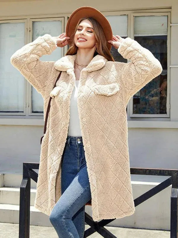 Blazer en peluche à carreaux pour femmes