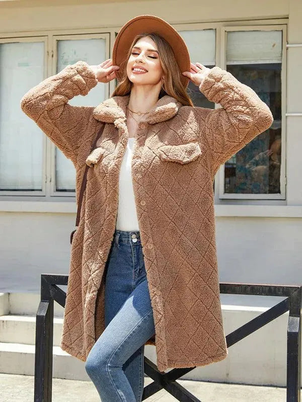 Blazer en peluche à carreaux pour femmes