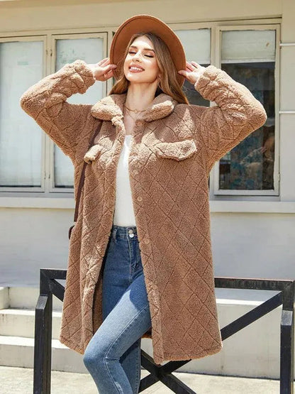 Blazer en peluche à carreaux pour femmes