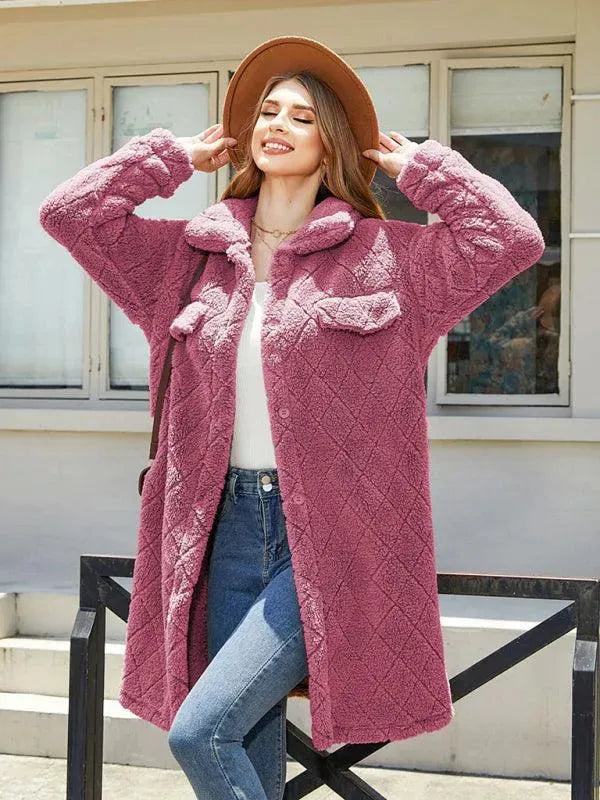 Blazer en peluche à carreaux pour femmes