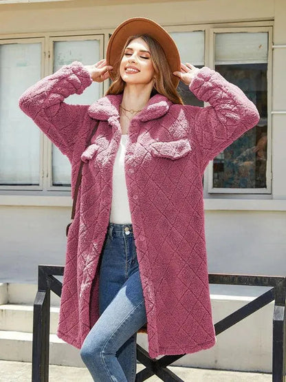 Blazer en peluche à carreaux pour femmes