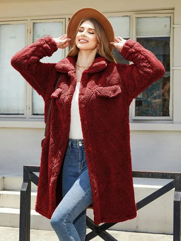 Blazer en peluche à carreaux pour femmes