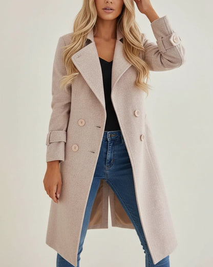 Manteau d'hiver long, croisé et élégant pour femme