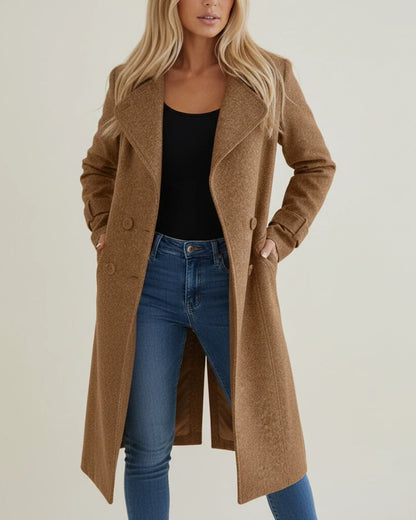 Manteau d'hiver long, croisé et élégant pour femme