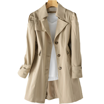 Trench-coat mi-long beige imperméable pour femme