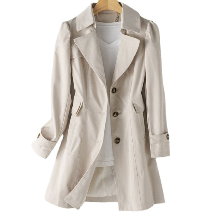 Trench-coat mi-long beige imperméable pour femme