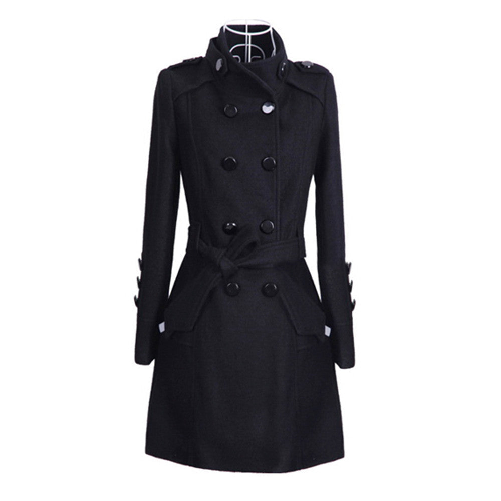 Manteau long élégant à ceinture pour femme, mode automne