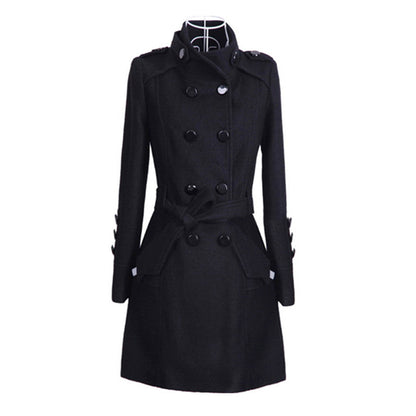 Manteau long élégant à ceinture pour femme, mode automne