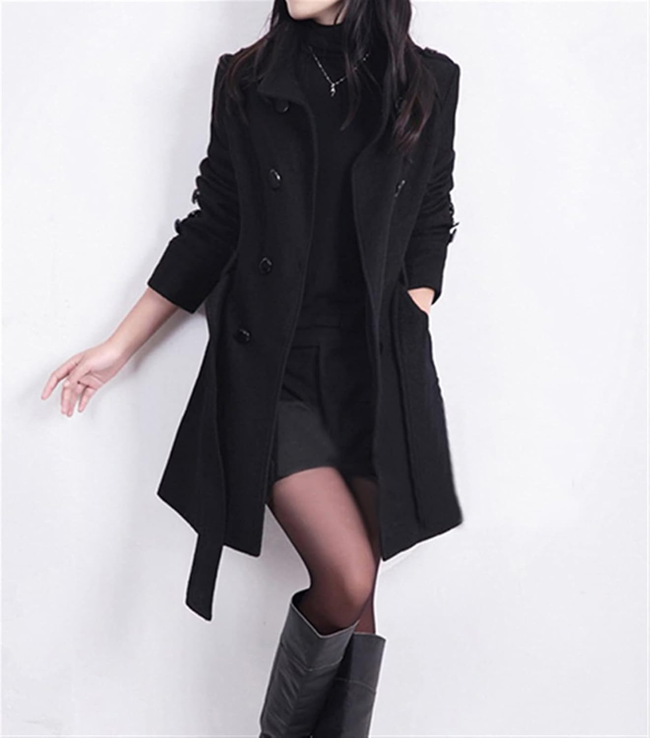 Damen Eleganter Langer Gurtmantel Herbstmode - IdealeKleiden