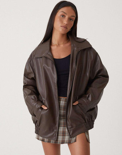 Grande veste en similicuir style oversize