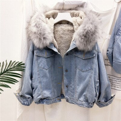 Veste d'hiver femme en jean stylée et chaude