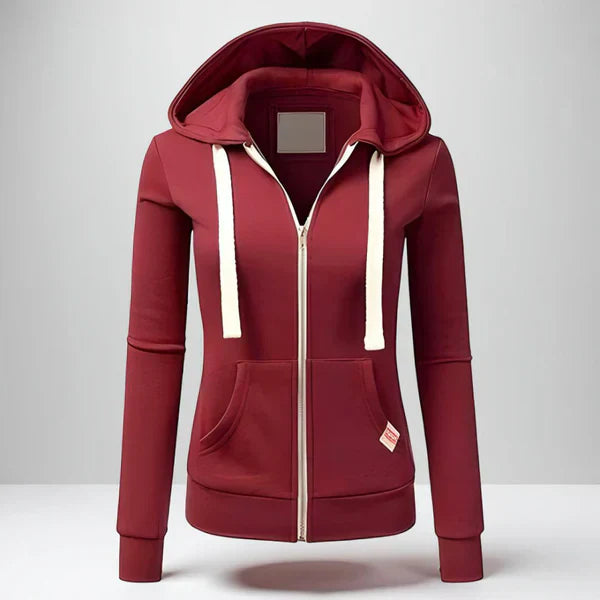 Damen Fleece Jacke Kapuze Reißverschluss Warm - IdealeKleiden