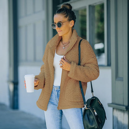 Veste en peluche pour femme chaude et élégante