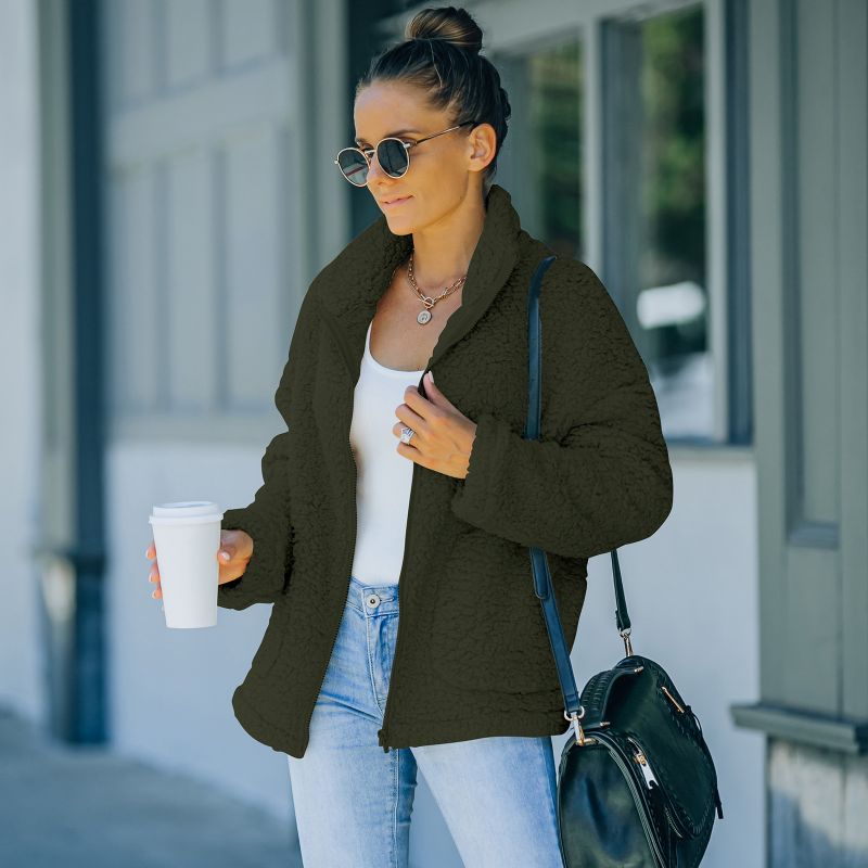 Veste en peluche pour femme chaude et élégante
