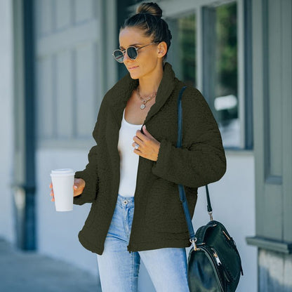 Veste en peluche pour femme chaude et élégante