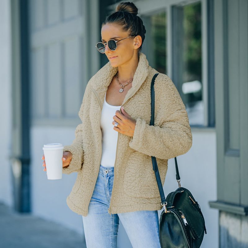 Veste en peluche pour femme chaude et élégante