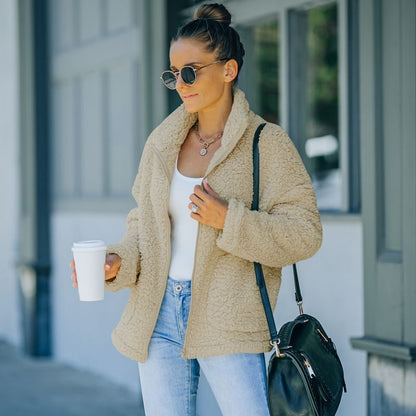 Veste en peluche pour femme chaude et élégante