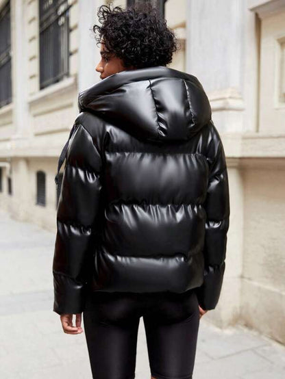 Damen Puffjacke Warm Kapuze - IdealeKleiden