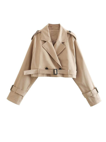 Trench-coat court beige élégant pour femme