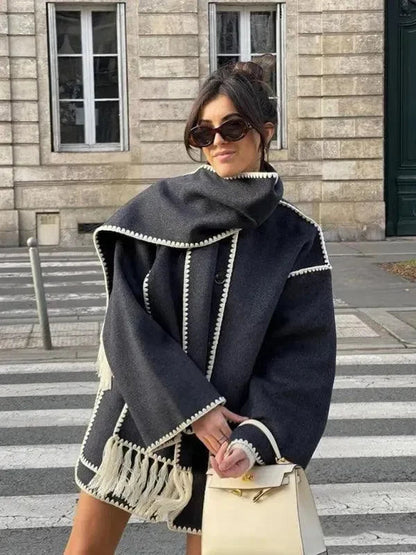 Manteau long élégant en laine pour femme