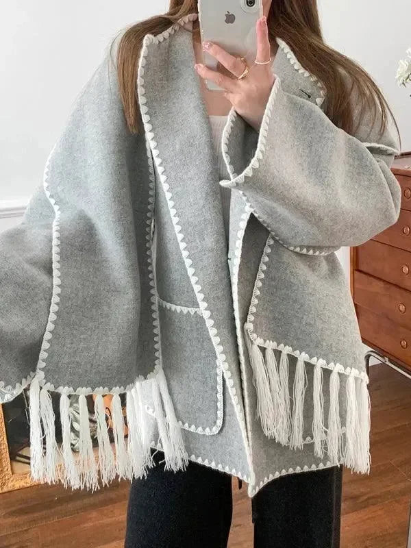 Manteau long élégant en laine pour femme