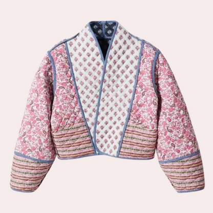 Veste d'automne femme motif floral courte