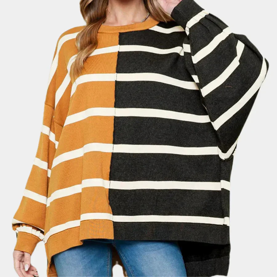 Pull tendance pour femme, motif rayé