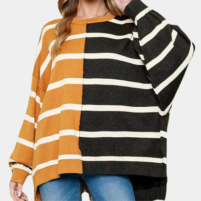 Pull tendance pour femme, motif rayé
