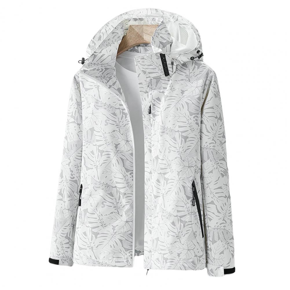 Veste imperméable légère pour femme à capuche imprimé floral