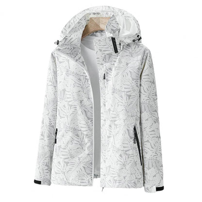 Veste imperméable légère pour femme à capuche imprimé floral