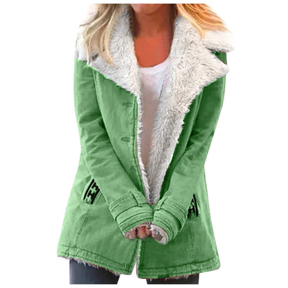 Veste d'hiver élégante pour femme avec col revers et manches longues
