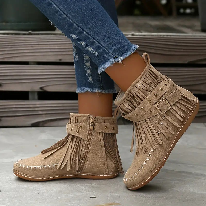 Weiche Damenstiefelette Plüsch gefüttert - IdealeKleiden