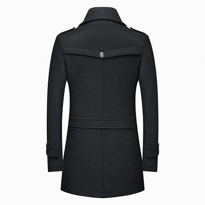 Langer Herrenmantel Schwarz Elegant - IdealeKleiden