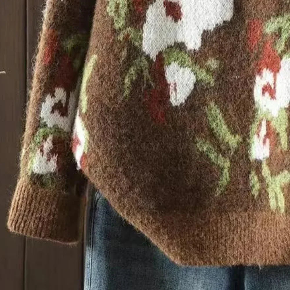 Damenschal Strickpullover Blumenmuster - IdealeKleiden